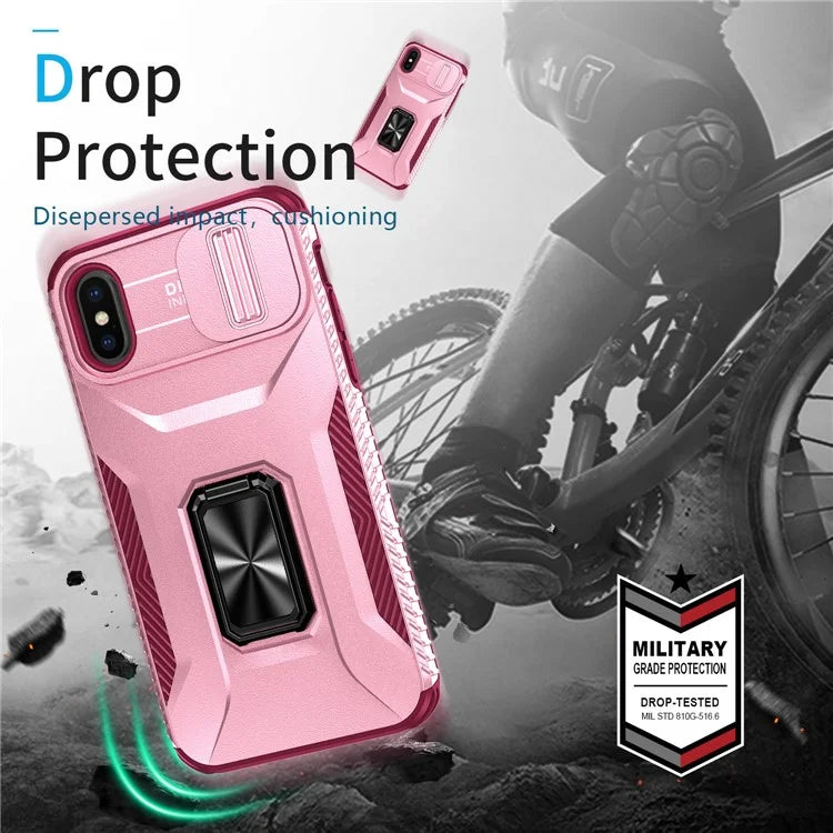For iPhone XS Max Case with Camera Cover Kickstand Impact-Resistant Phone Protector