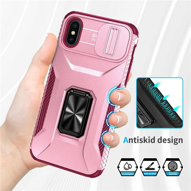 For iPhone XS Max Case with Camera Cover Kickstand Impact-Resistant Phone Protector
