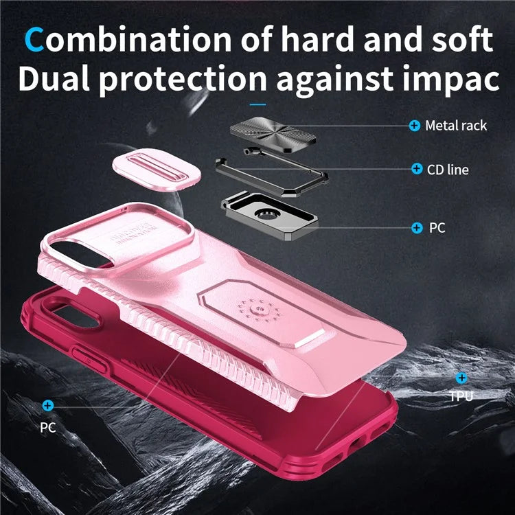 For iPhone XS Max Case with Camera Cover Kickstand Impact-Resistant Phone Protector
