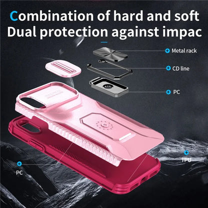 For iPhone XS Max Case with Camera Cover Kickstand Impact-Resistant Phone Protector