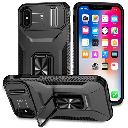 For iPhone XS Max Case with Camera Cover Kickstand Impact-Resistant Phone Protector