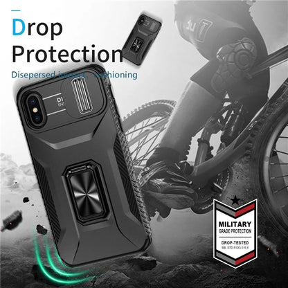 For iPhone XS Max Case with Camera Cover Kickstand Impact-Resistant Phone Protector