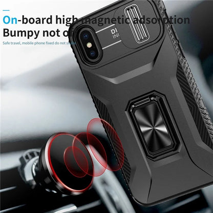 For iPhone XS Max Case with Camera Cover Kickstand Impact-Resistant Phone Protector