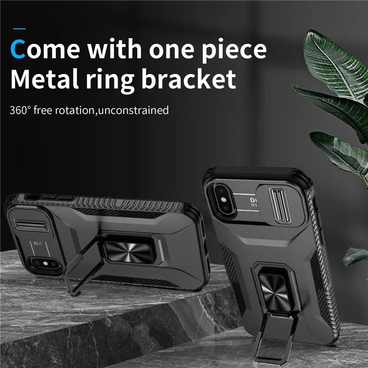 For iPhone XS Max Case with Camera Cover Kickstand Impact-Resistant Phone Protector
