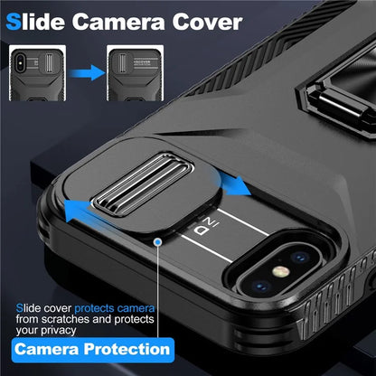For iPhone XS Max Case with Camera Cover Kickstand Impact-Resistant Phone Protector