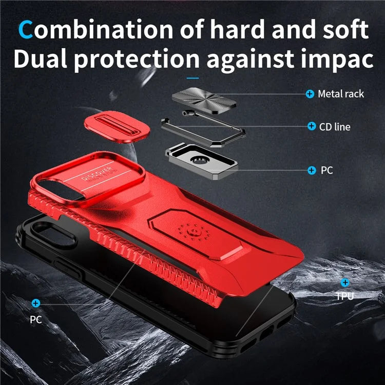 For iPhone XS Max Case with Camera Cover Kickstand Impact-Resistant Phone Protector