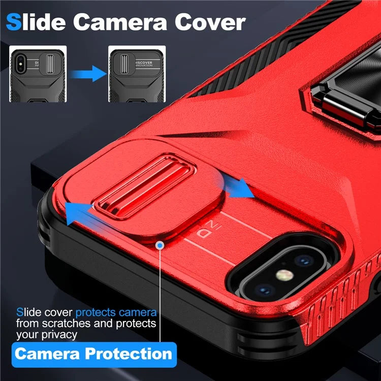 For iPhone XS Max Case with Camera Cover Kickstand Impact-Resistant Phone Protector