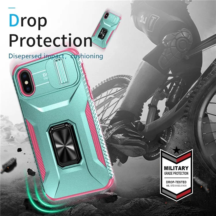 For iPhone XS Max Case with Camera Cover Kickstand Impact-Resistant Phone Protector