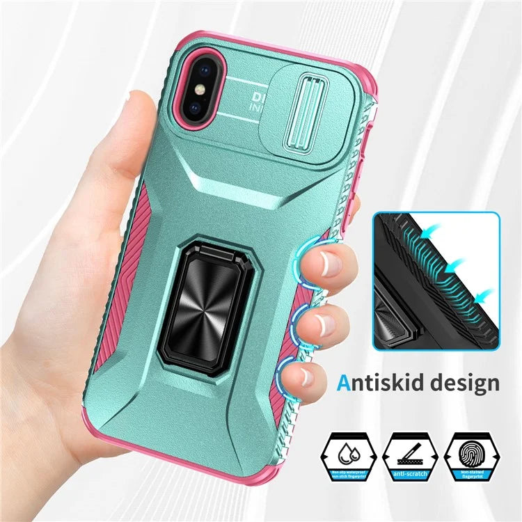 For iPhone XS Max Case with Camera Cover Kickstand Impact-Resistant Phone Protector