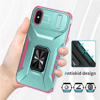 For iPhone XS Max Case with Camera Cover Kickstand Impact-Resistant Phone Protector