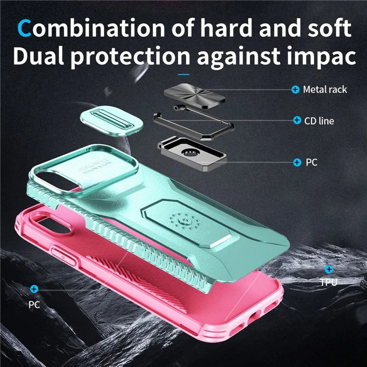 For iPhone XS Max Case with Camera Cover Kickstand Impact-Resistant Phone Protector