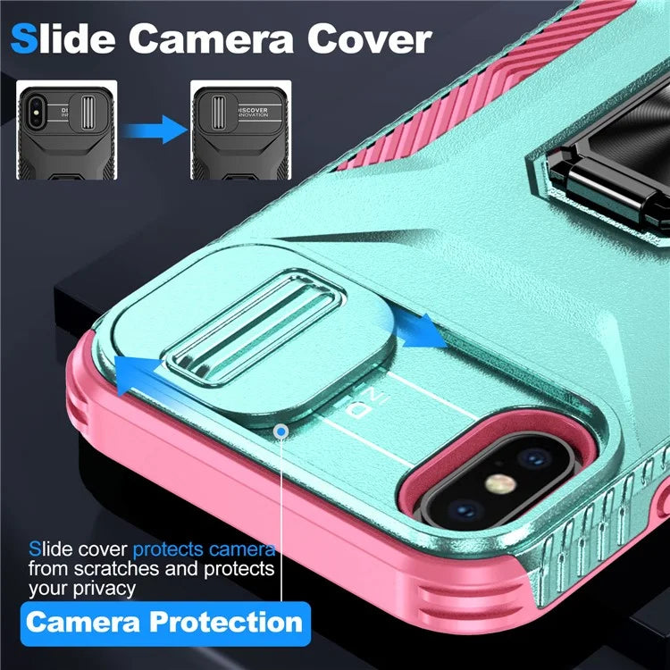 For iPhone XS Max Case with Camera Cover Kickstand Impact-Resistant Phone Protector