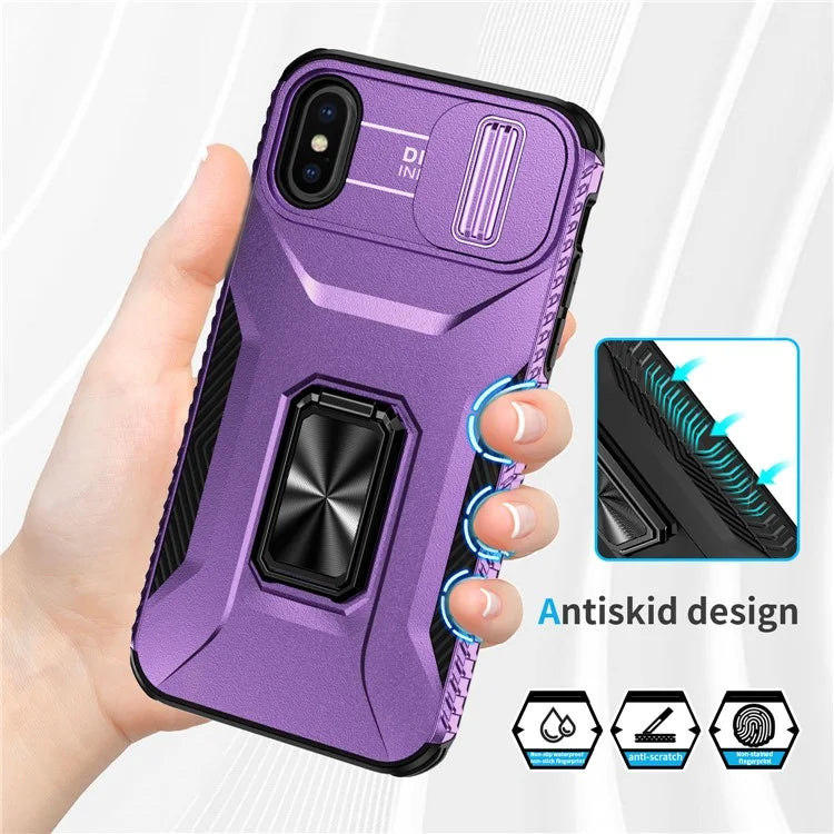 For iPhone XS Max Case with Camera Cover Kickstand Impact-Resistant Phone Protector