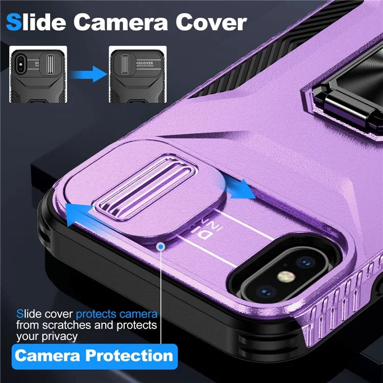 For iPhone XS Max Case with Camera Cover Kickstand Impact-Resistant Phone Protector