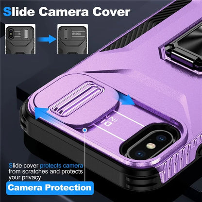 For iPhone XS Max Case with Camera Cover Kickstand Impact-Resistant Phone Protector