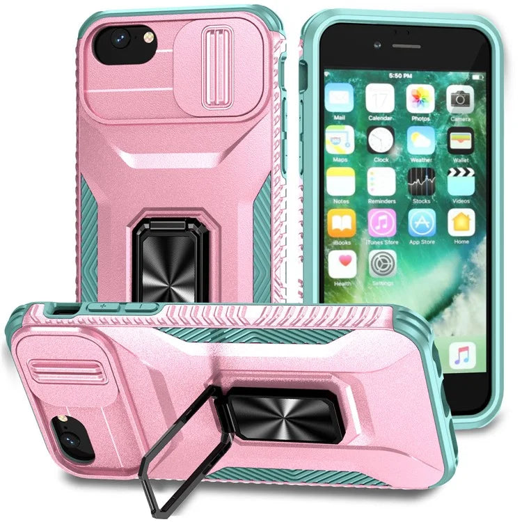 For iPhone 7 4.7 inch / 8 4.7 inch / SE (2020) / SE (2022) Case Anti-dust PC+TPU Cover with Slide Lens Lid