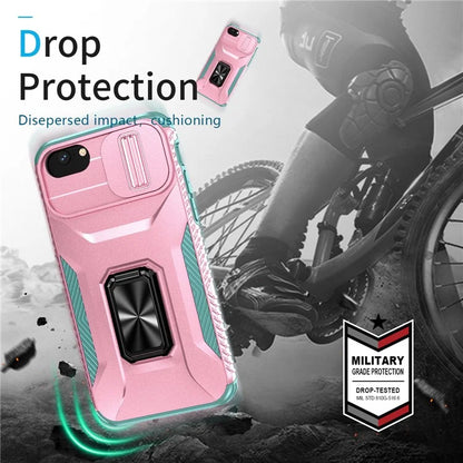 For iPhone 7 4.7 inch / 8 4.7 inch / SE (2020) / SE (2022) Case Anti-dust PC+TPU Cover with Slide Lens Lid