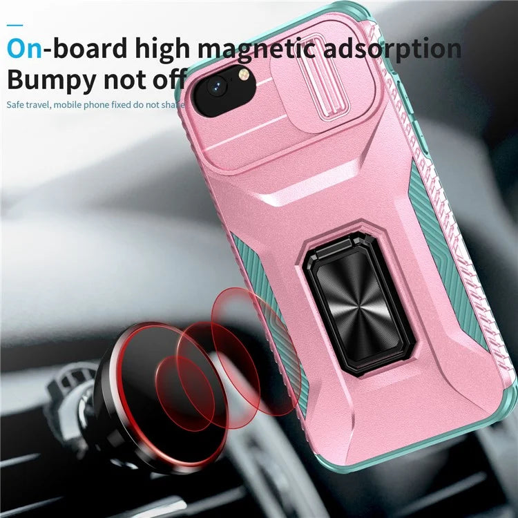 For iPhone 7 4.7 inch / 8 4.7 inch / SE (2020) / SE (2022) Case Anti-dust PC+TPU Cover with Slide Lens Lid