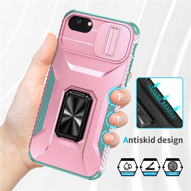 For iPhone 7 4.7 inch / 8 4.7 inch / SE (2020) / SE (2022) Case Anti-dust PC+TPU Cover with Slide Lens Lid