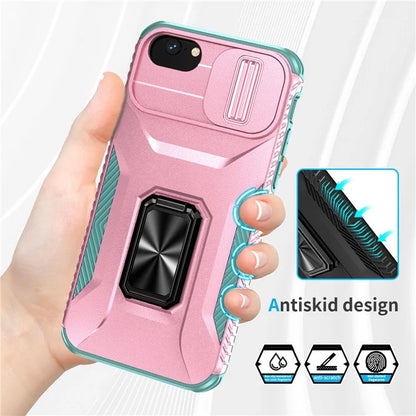 For iPhone 7 4.7 inch / 8 4.7 inch / SE (2020) / SE (2022) Case Anti-dust PC+TPU Cover with Slide Lens Lid