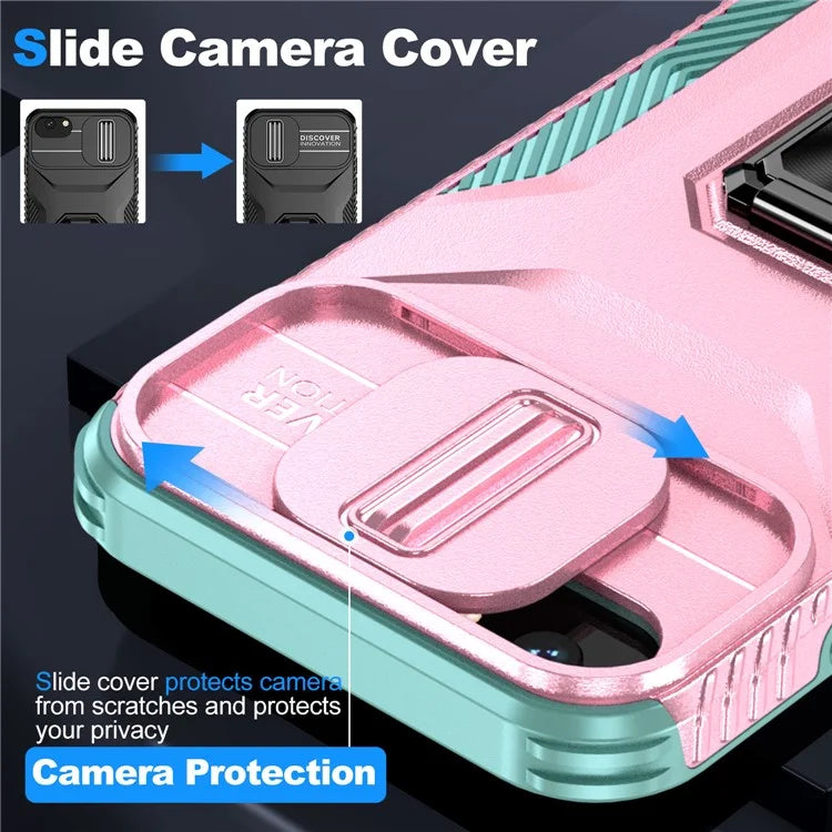 For iPhone 7 4.7 inch / 8 4.7 inch / SE (2020) / SE (2022) Case Anti-dust PC+TPU Cover with Slide Lens Lid