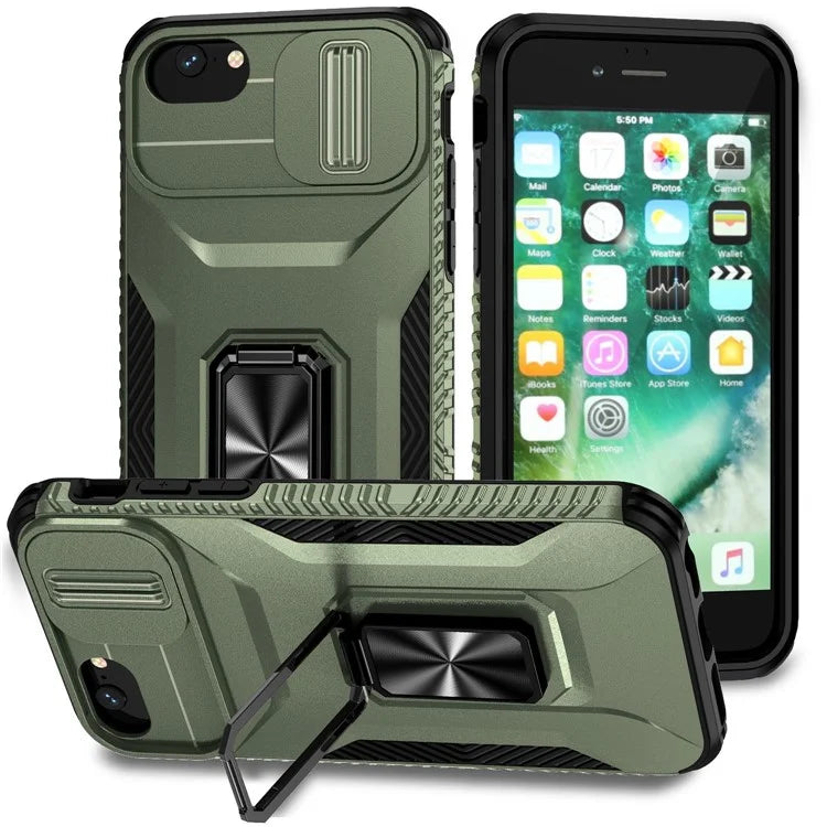 For iPhone 7 4.7 inch / 8 4.7 inch / SE (2020) / SE (2022) Case Anti-dust PC+TPU Cover with Slide Lens Lid