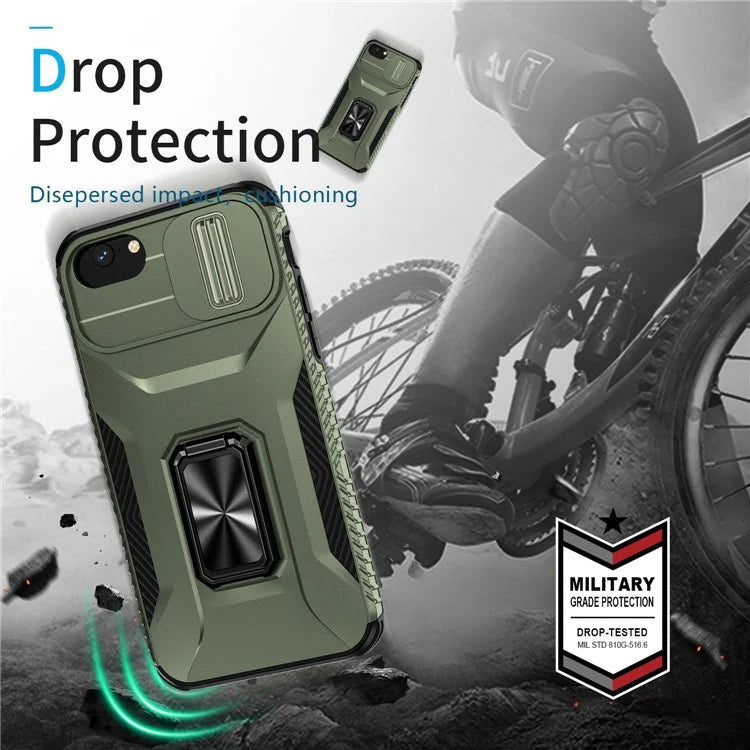 For iPhone 7 4.7 inch / 8 4.7 inch / SE (2020) / SE (2022) Case Anti-dust PC+TPU Cover with Slide Lens Lid