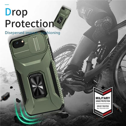For iPhone 7 4.7 inch / 8 4.7 inch / SE (2020) / SE (2022) Case Anti-dust PC+TPU Cover with Slide Lens Lid