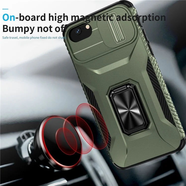 For iPhone 7 4.7 inch / 8 4.7 inch / SE (2020) / SE (2022) Case Anti-dust PC+TPU Cover with Slide Lens Lid