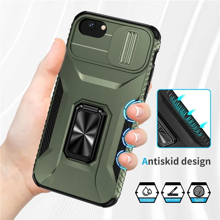 For iPhone 7 4.7 inch / 8 4.7 inch / SE (2020) / SE (2022) Case Anti-dust PC+TPU Cover with Slide Lens Lid