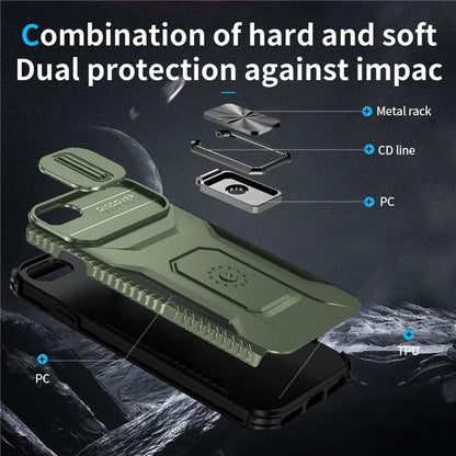 For iPhone 7 4.7 inch / 8 4.7 inch / SE (2020) / SE (2022) Case Anti-dust PC+TPU Cover with Slide Lens Lid