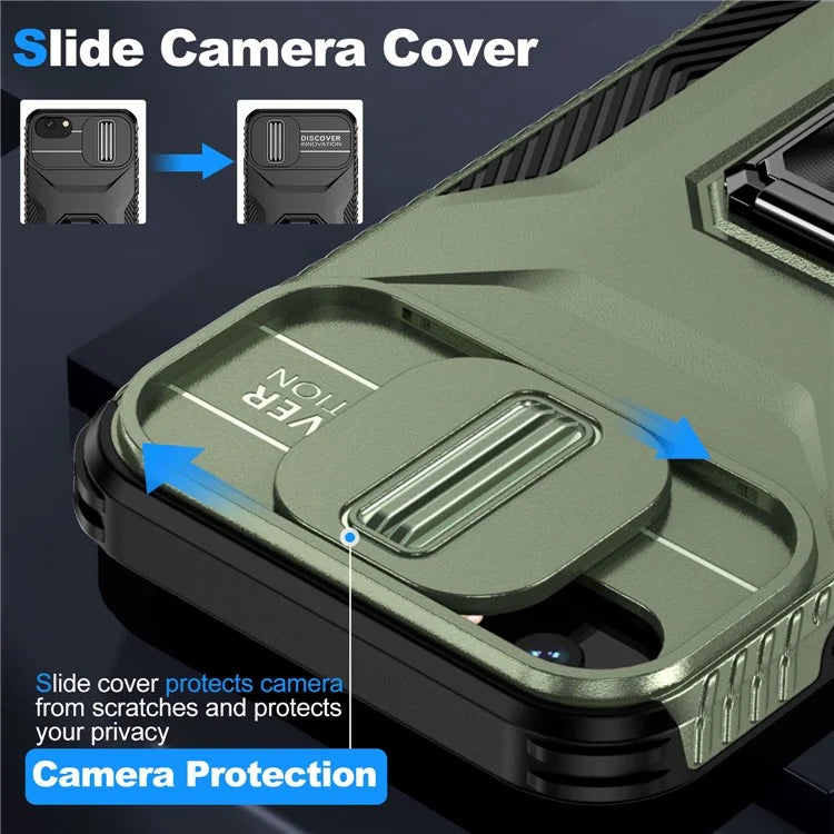 For iPhone 7 4.7 inch / 8 4.7 inch / SE (2020) / SE (2022) Case Anti-dust PC+TPU Cover with Slide Lens Lid