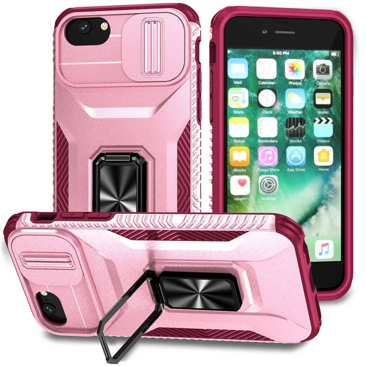 For iPhone 7 4.7 inch / 8 4.7 inch / SE (2020) / SE (2022) Case Anti-dust PC+TPU Cover with Slide Lens Lid