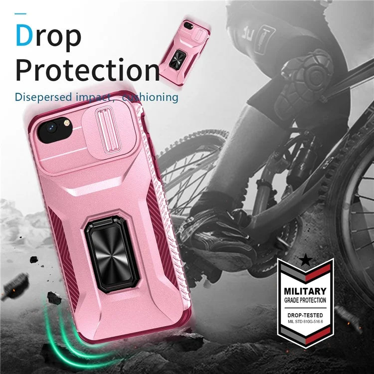 For iPhone 7 4.7 inch / 8 4.7 inch / SE (2020) / SE (2022) Case Anti-dust PC+TPU Cover with Slide Lens Lid