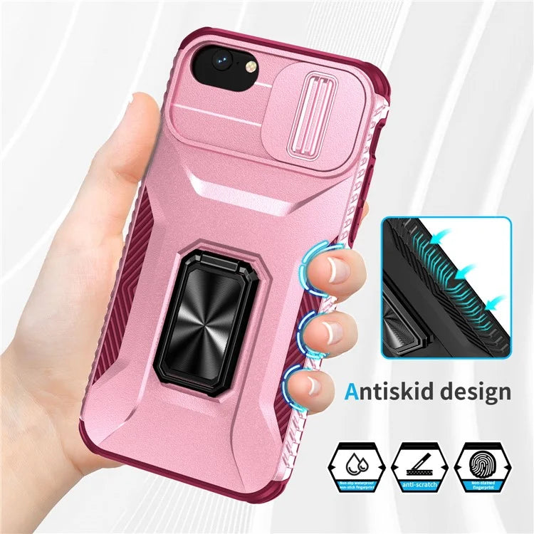 For iPhone 7 4.7 inch / 8 4.7 inch / SE (2020) / SE (2022) Case Anti-dust PC+TPU Cover with Slide Lens Lid