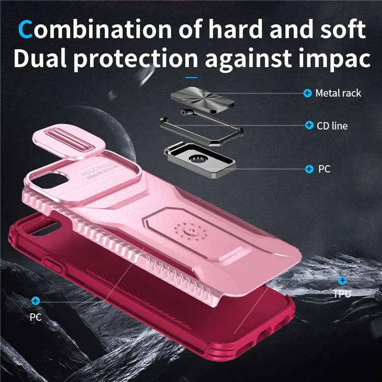 For iPhone 7 4.7 inch / 8 4.7 inch / SE (2020) / SE (2022) Case Anti-dust PC+TPU Cover with Slide Lens Lid