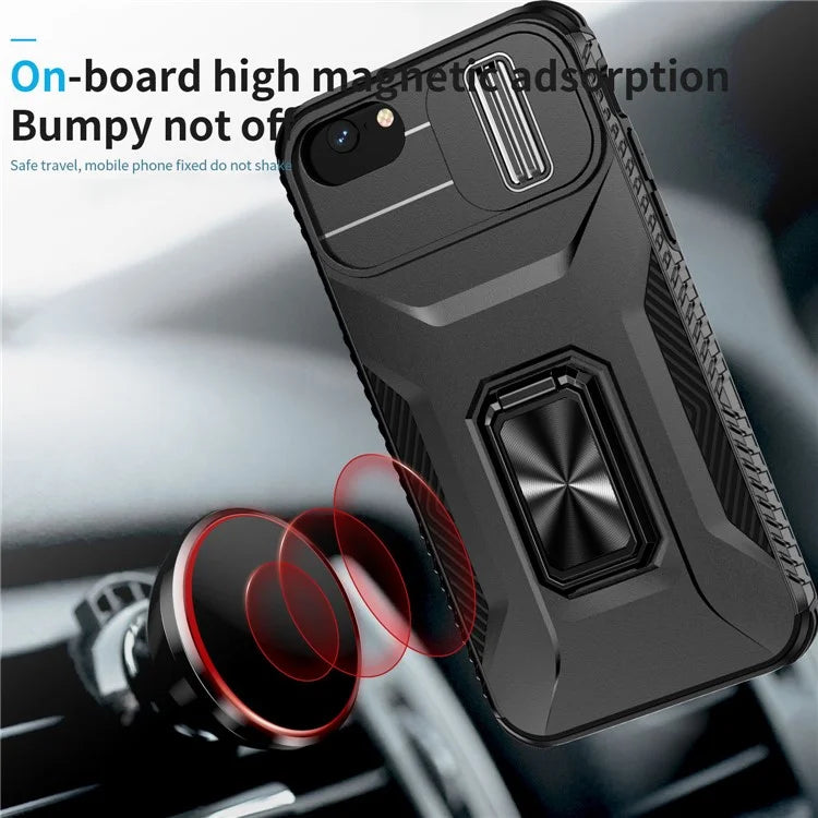 For iPhone 7 4.7 inch / 8 4.7 inch / SE (2020) / SE (2022) Case Anti-dust PC+TPU Cover with Slide Lens Lid