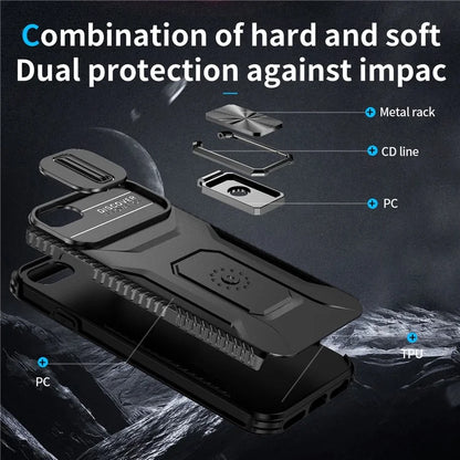 For iPhone 7 4.7 inch / 8 4.7 inch / SE (2020) / SE (2022) Case Anti-dust PC+TPU Cover with Slide Lens Lid