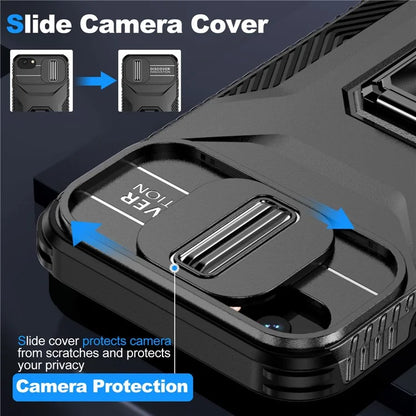 For iPhone 7 4.7 inch / 8 4.7 inch / SE (2020) / SE (2022) Case Anti-dust PC+TPU Cover with Slide Lens Lid