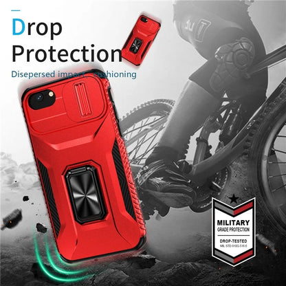 For iPhone 7 4.7 inch / 8 4.7 inch / SE (2020) / SE (2022) Case Anti-dust PC+TPU Cover with Slide Lens Lid