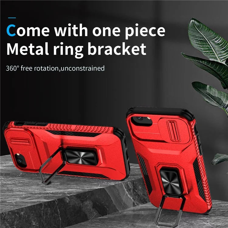 For iPhone 7 4.7 inch / 8 4.7 inch / SE (2020) / SE (2022) Case Anti-dust PC+TPU Cover with Slide Lens Lid