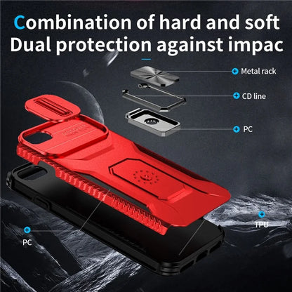 For iPhone 7 4.7 inch / 8 4.7 inch / SE (2020) / SE (2022) Case Anti-dust PC+TPU Cover with Slide Lens Lid