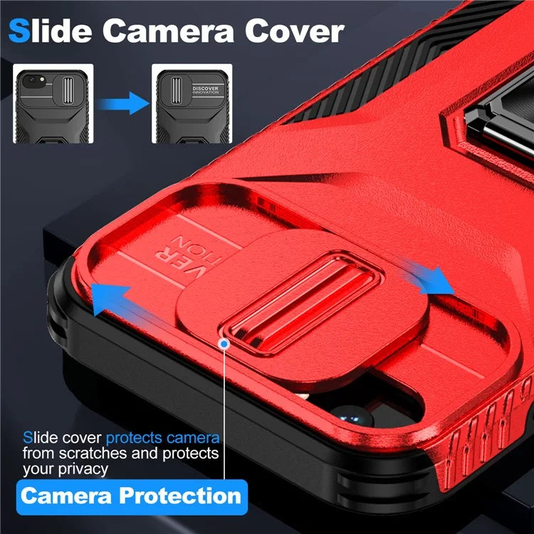 For iPhone 7 4.7 inch / 8 4.7 inch / SE (2020) / SE (2022) Case Anti-dust PC+TPU Cover with Slide Lens Lid