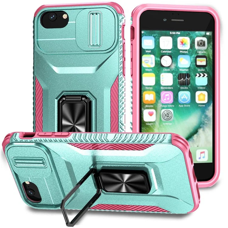 For iPhone 7 4.7 inch / 8 4.7 inch / SE (2020) / SE (2022) Case Anti-dust PC+TPU Cover with Slide Lens Lid