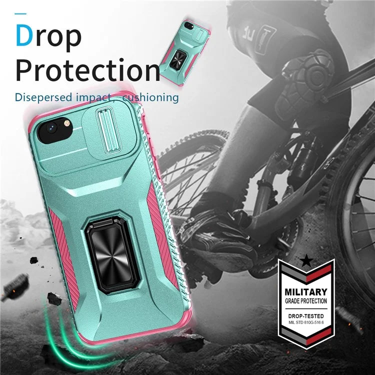 For iPhone 7 4.7 inch / 8 4.7 inch / SE (2020) / SE (2022) Case Anti-dust PC+TPU Cover with Slide Lens Lid