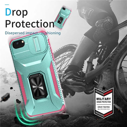 For iPhone 7 4.7 inch / 8 4.7 inch / SE (2020) / SE (2022) Case Anti-dust PC+TPU Cover with Slide Lens Lid