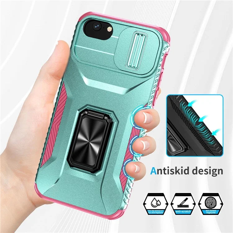 For iPhone 7 4.7 inch / 8 4.7 inch / SE (2020) / SE (2022) Case Anti-dust PC+TPU Cover with Slide Lens Lid