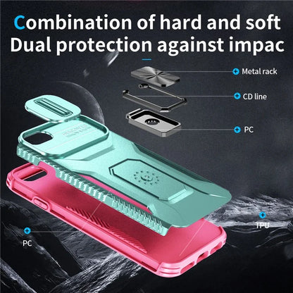 For iPhone 7 4.7 inch / 8 4.7 inch / SE (2020) / SE (2022) Case Anti-dust PC+TPU Cover with Slide Lens Lid