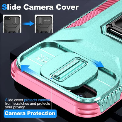 For iPhone 7 4.7 inch / 8 4.7 inch / SE (2020) / SE (2022) Case Anti-dust PC+TPU Cover with Slide Lens Lid