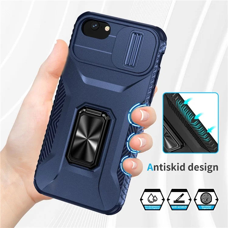 For iPhone 7 4.7 inch / 8 4.7 inch / SE (2020) / SE (2022) Case Anti-dust PC+TPU Cover with Slide Lens Lid